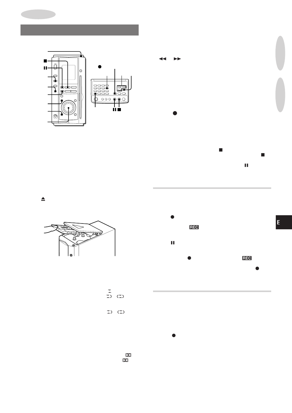 Grabación básica, Inserción de espacios en blanco, Cómo borrar la grabación | Aiwa XR-MS3 User Manual | Page 37 / 68