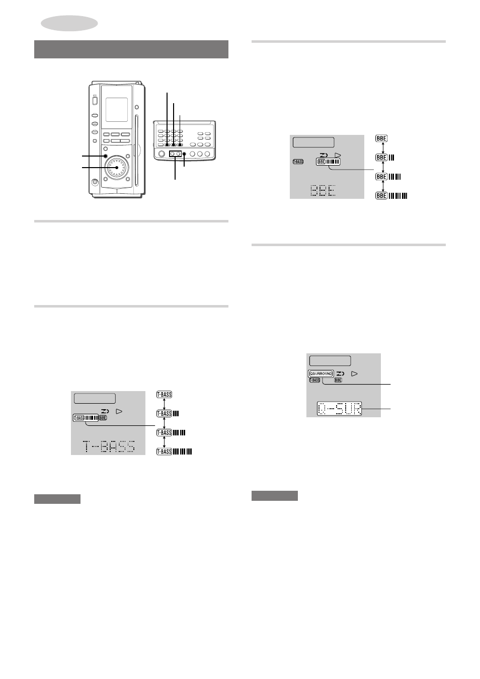 Réglages audio, Volume, Système super t-bass | Système bbe, Système q surround | Aiwa XR-MS3 User Manual | Page 52 / 68