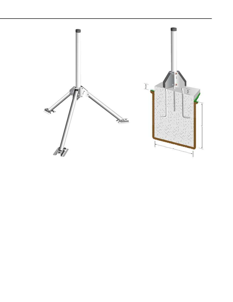 Figure 3-2. pedestal base options 5 | Campbell Scientific 380, 385, 380M, 385M Met One Rain Gages User Manual | Page 9 / 22