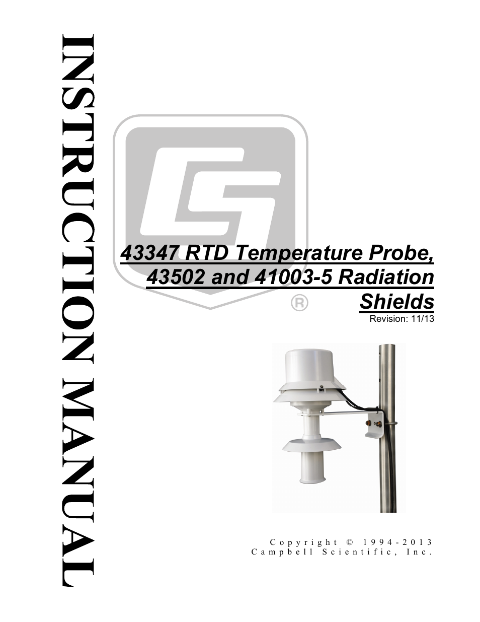 Campbell Scientific 43347 RTD Temperature Probe and 43502 Aspirated Radiation Shield User Manual | 40 pages