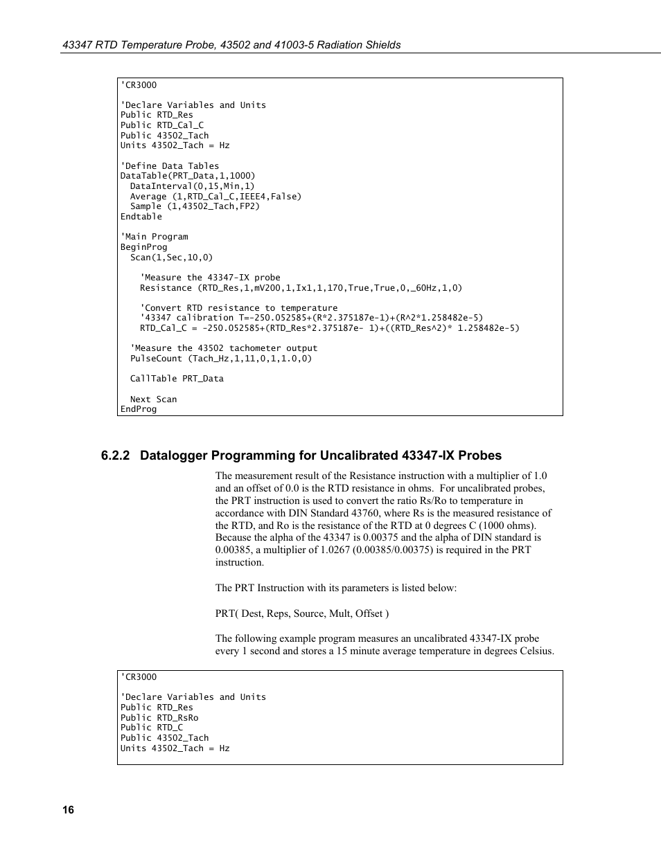 Campbell Scientific 43347 RTD Temperature Probe and 43502 Aspirated Radiation Shield User Manual | Page 22 / 40