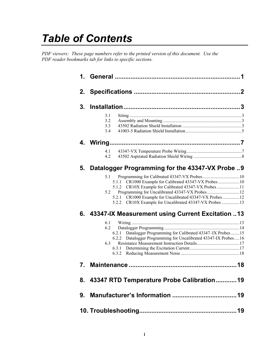 Campbell Scientific 43347 RTD Temperature Probe and 43502 Aspirated Radiation Shield User Manual | Page 5 / 40