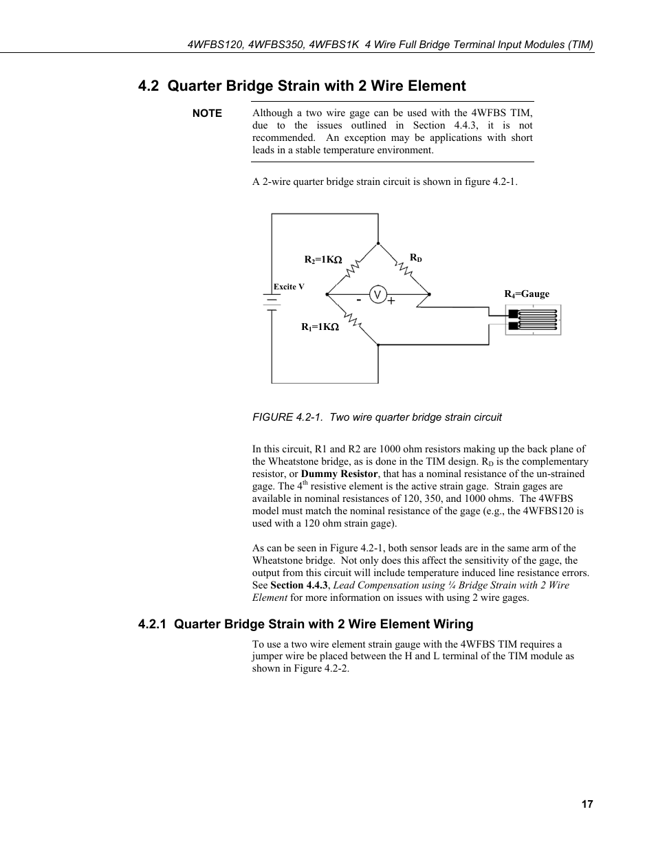 2 quarter bridge strain with 2 wire element, 1 quarter bridge strain with 2 wire element wiring | Campbell Scientific 4WFBS120, 4WFBS350, 4WFBS1K 4 Wire Full Bridge Terminal Input Modules User Manual | Page 23 / 46