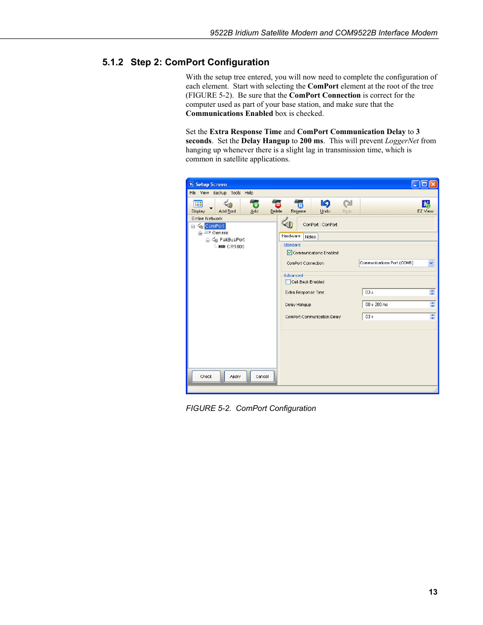 2 step 2: comport configuration, Step 2: comport configuration, 2. comport configuration | Campbell Scientific 9522B Iridium Satellite Modem and COM9522B Interface Modem User Manual | Page 21 / 46