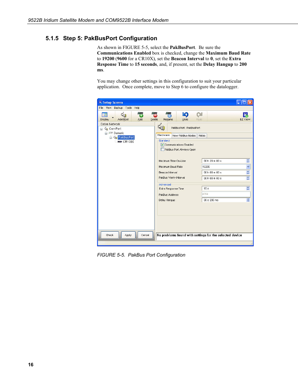 5 step 5: pakbusport configuration, Step 5: pakbusport configuration, 5. pakbus port configuration | Campbell Scientific 9522B Iridium Satellite Modem and COM9522B Interface Modem User Manual | Page 24 / 46