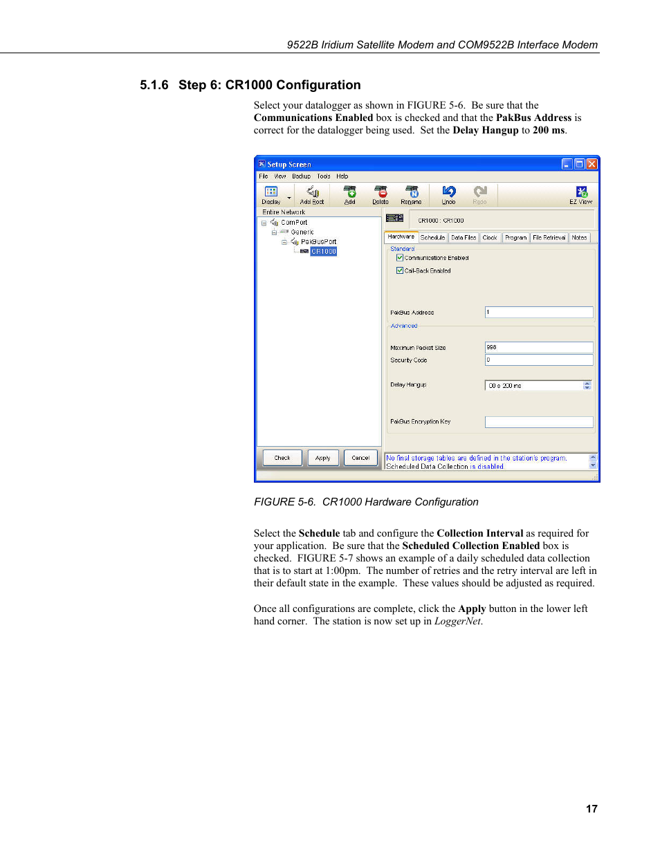 6 step 6: cr1000 configuration, Step 6: cr1000 configuration, 6. cr1000 hardware configuration | Campbell Scientific 9522B Iridium Satellite Modem and COM9522B Interface Modem User Manual | Page 25 / 46