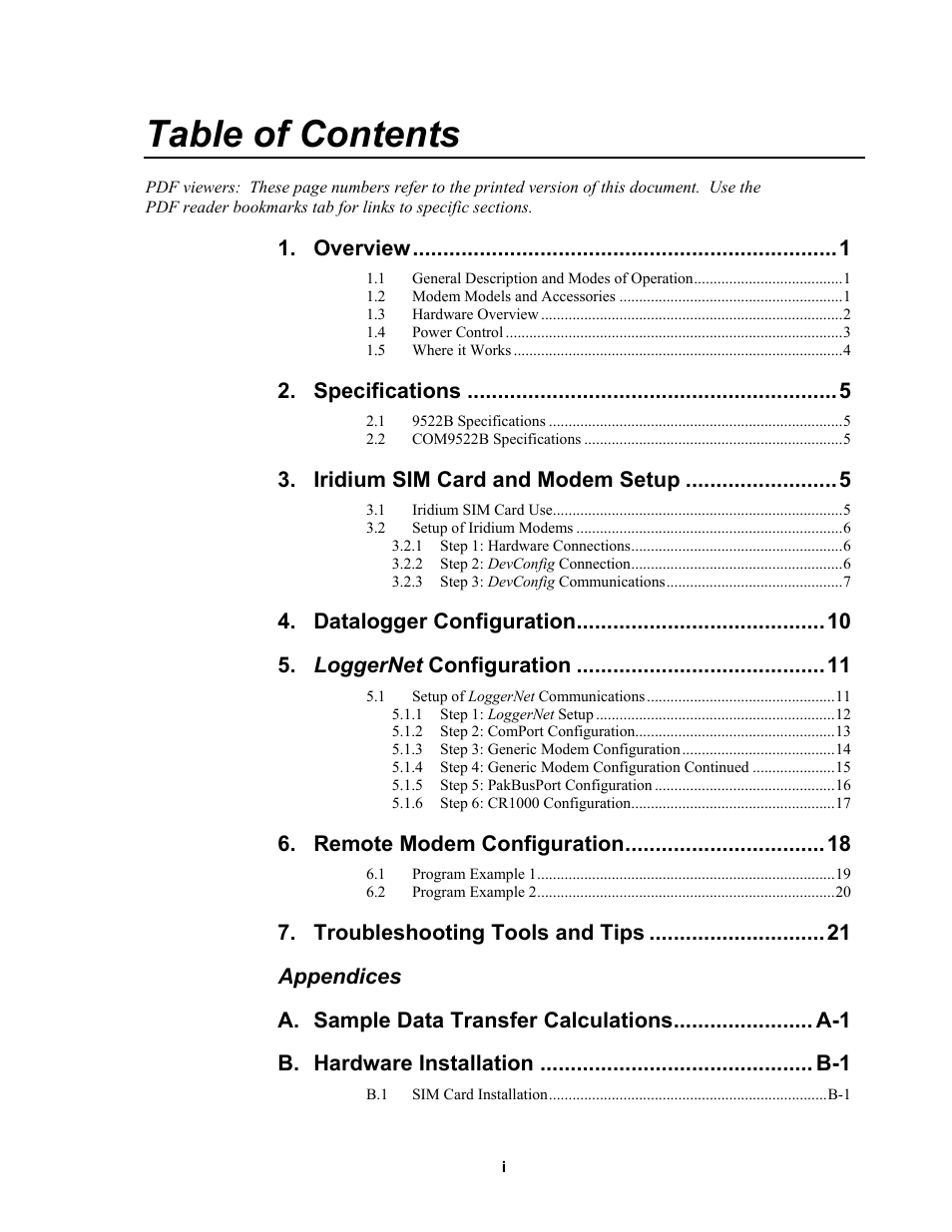 Campbell Scientific 9522B Iridium Satellite Modem and COM9522B Interface Modem User Manual | Page 7 / 46