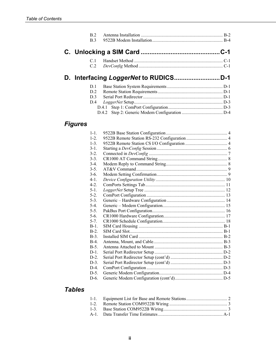 Figures, Tables | Campbell Scientific 9522B Iridium Satellite Modem and COM9522B Interface Modem User Manual | Page 8 / 46