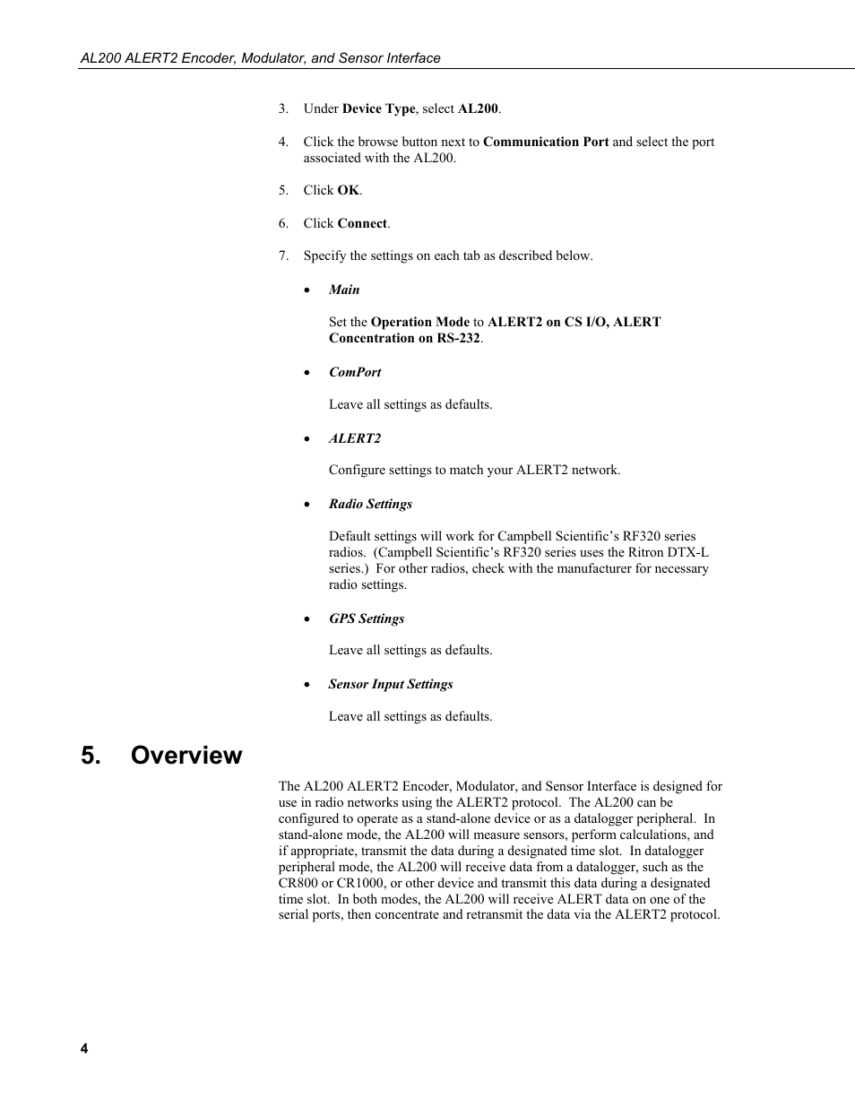 Overview | Campbell Scientific AL200 ALERT2 Encoder, Modulator, and Sensor Interface User Manual | Page 10 / 44