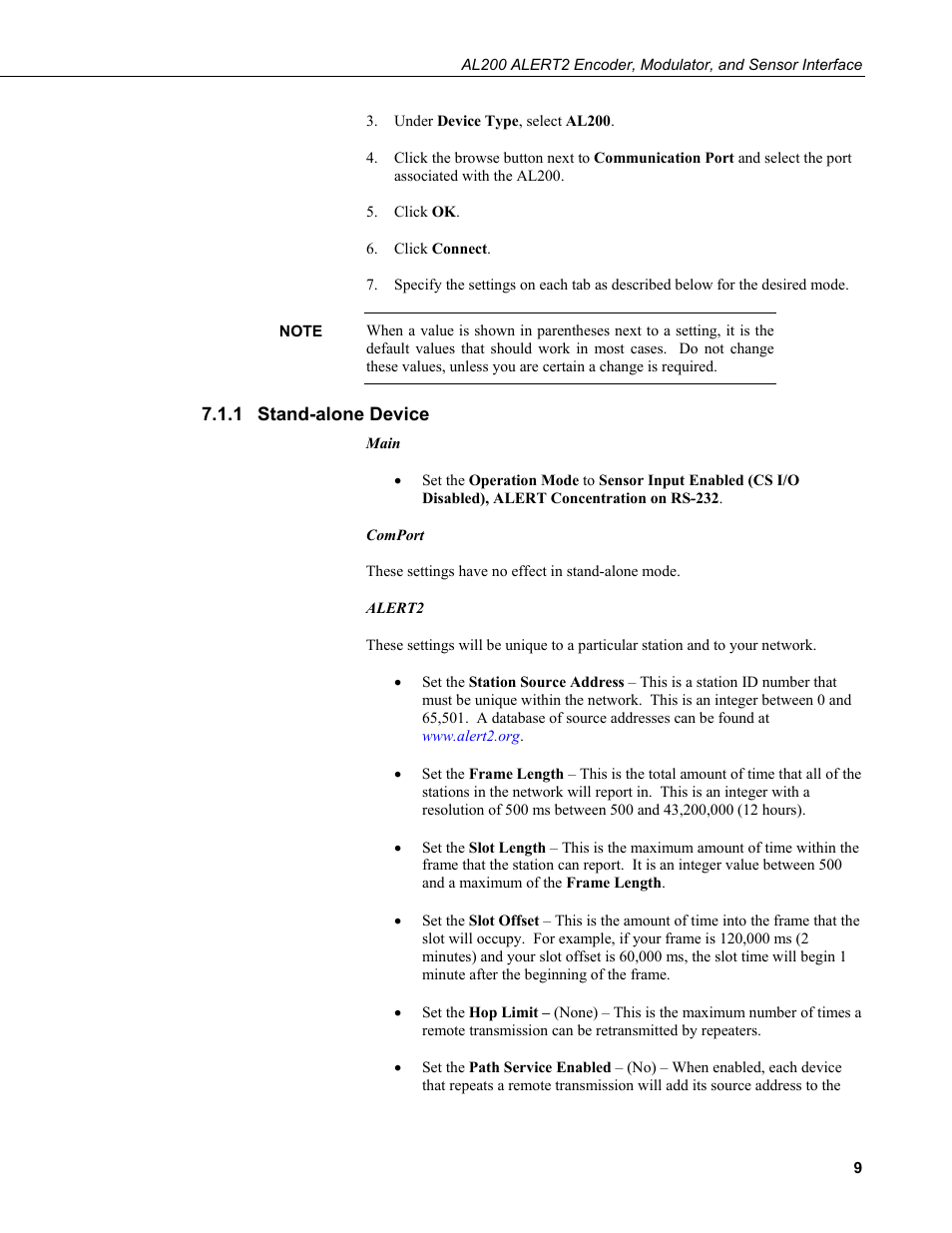 1 stand-alone device, Stand-alone device | Campbell Scientific AL200 ALERT2 Encoder, Modulator, and Sensor Interface User Manual | Page 15 / 44