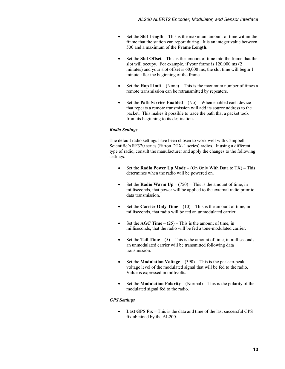 Campbell Scientific AL200 ALERT2 Encoder, Modulator, and Sensor Interface User Manual | Page 19 / 44
