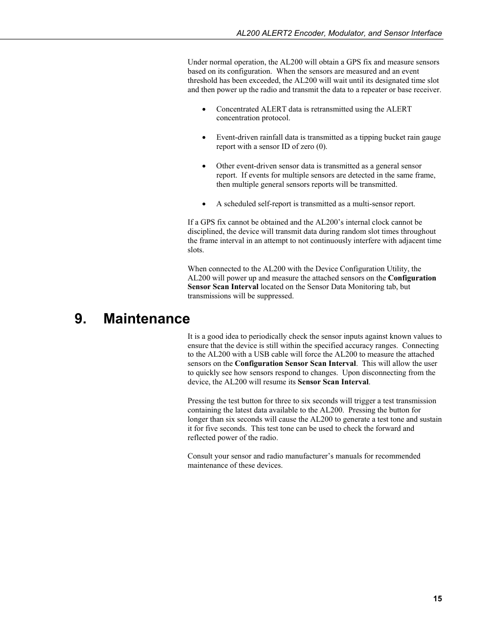 Maintenance | Campbell Scientific AL200 ALERT2 Encoder, Modulator, and Sensor Interface User Manual | Page 21 / 44