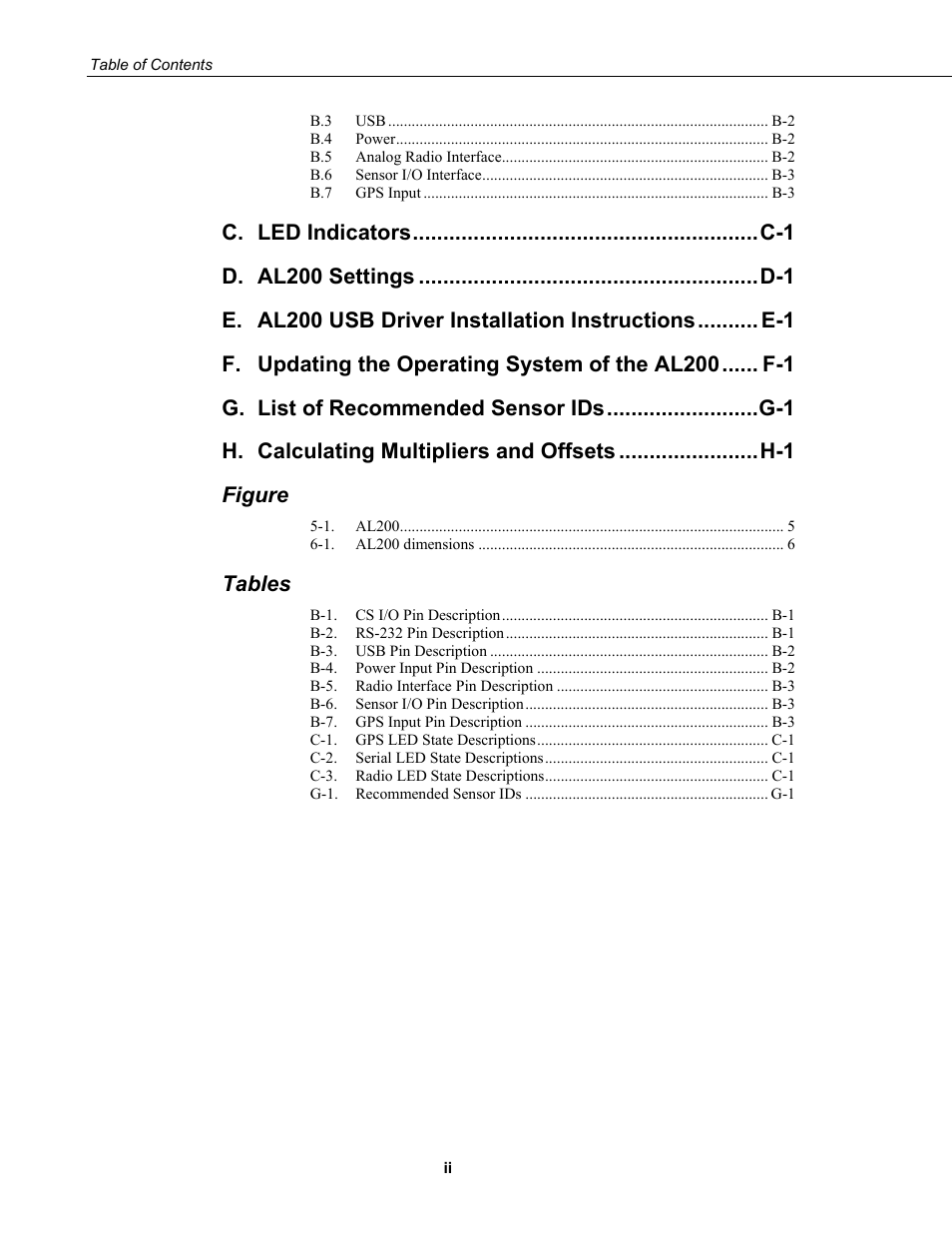 Figure, Tables | Campbell Scientific AL200 ALERT2 Encoder, Modulator, and Sensor Interface User Manual | Page 6 / 44
