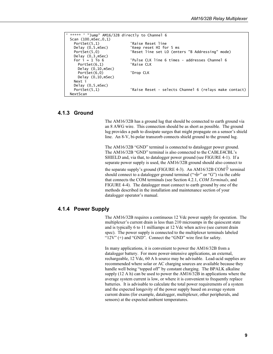 3 ground, 4 power supply, Ground | Power supply, 4 power supp | Campbell Scientific AM16/32B Relay Multiplexer User Manual | Page 19 / 52