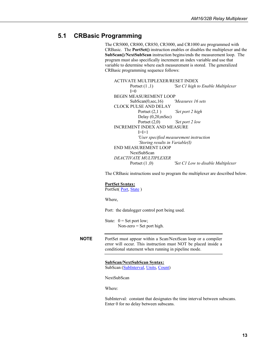 1 crbasic programming, Crbasic programming, 1 crbasic p | Rogramming | Campbell Scientific AM16/32B Relay Multiplexer User Manual | Page 23 / 52