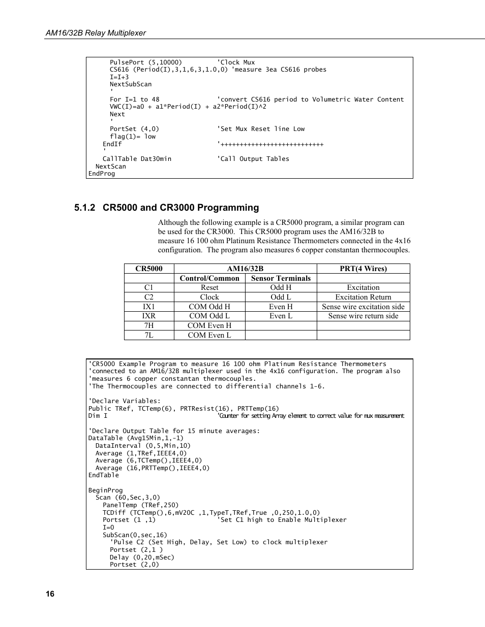 2 cr5000 and cr3000 programming, Cr5000 and cr3000 programming | Campbell Scientific AM16/32B Relay Multiplexer User Manual | Page 26 / 52