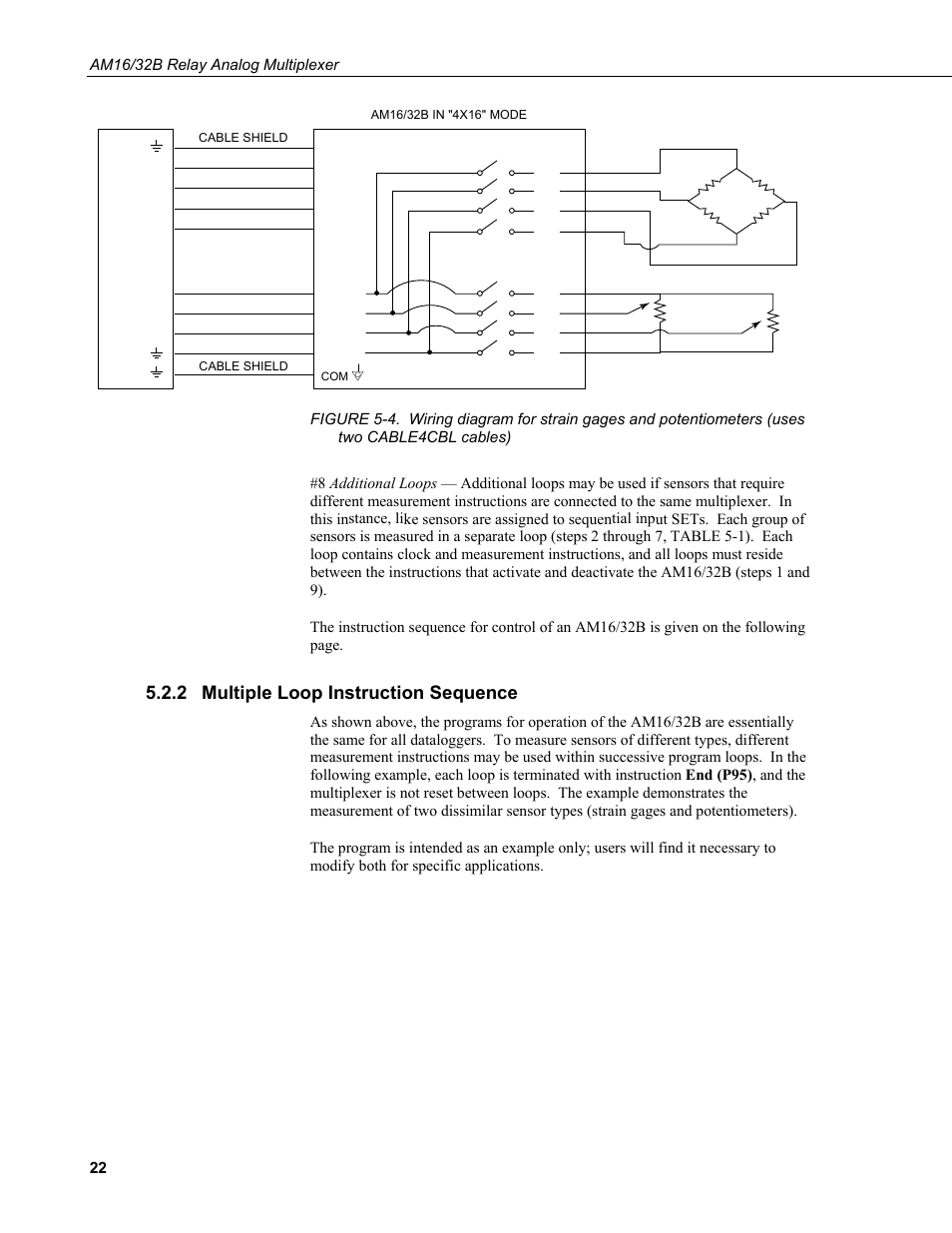 2 multiple loop instruction sequence, Multiple loop instruction sequence, Cable4cbl cables) | 2 m tip structi ce, Ul le loop in on s en equ | Campbell Scientific AM16/32B Relay Multiplexer User Manual | Page 32 / 52