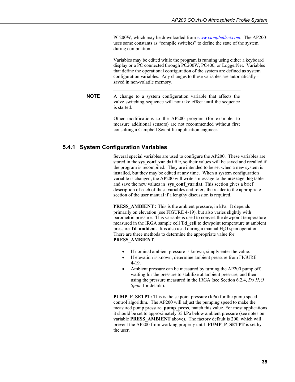1 system configuration variables, System configuration variables | Campbell Scientific AP200 CO2/H2O Atmospheric Profile System User Manual | Page 47 / 120