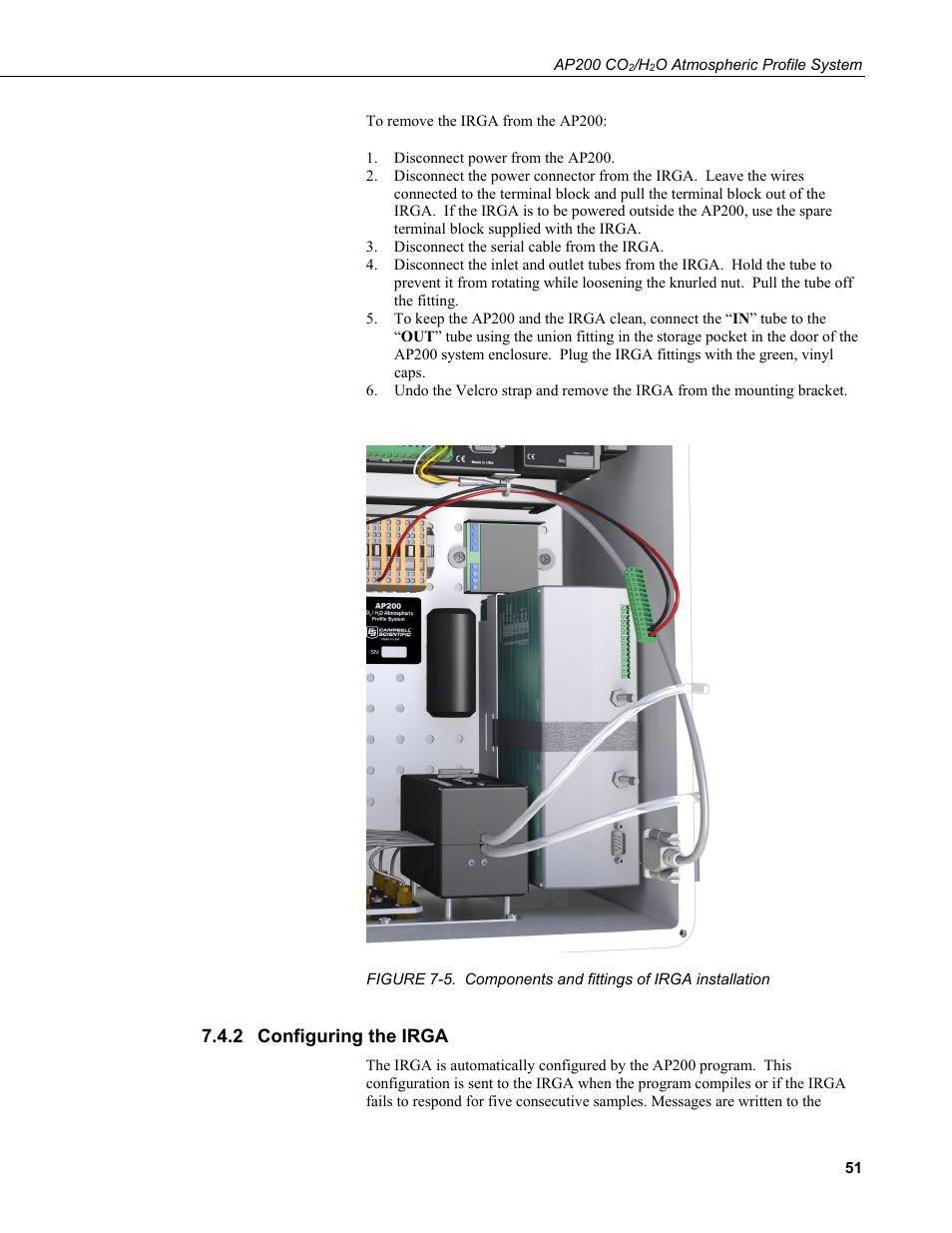 2 configuring the irga, Configuring the irga, 5. components and fittings of irga installation | Campbell Scientific AP200 CO2/H2O Atmospheric Profile System User Manual | Page 63 / 120