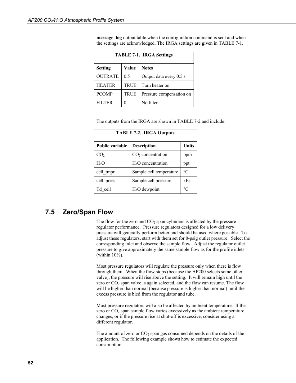 5 zero/span flow, Zero/span flow, 1. irga settings | 2. irga outputs | Campbell Scientific AP200 CO2/H2O Atmospheric Profile System User Manual | Page 64 / 120