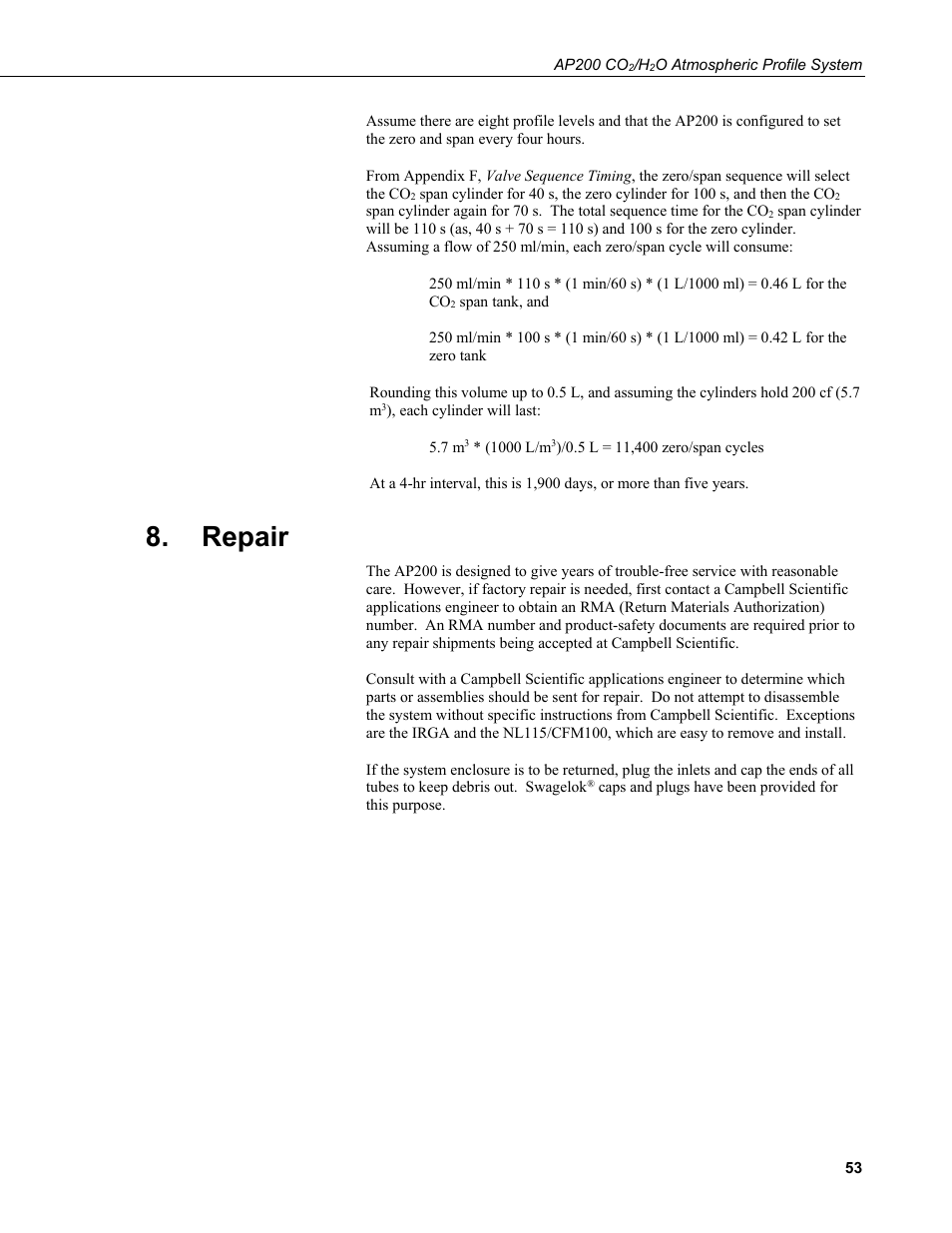 Repair | Campbell Scientific AP200 CO2/H2O Atmospheric Profile System User Manual | Page 65 / 120