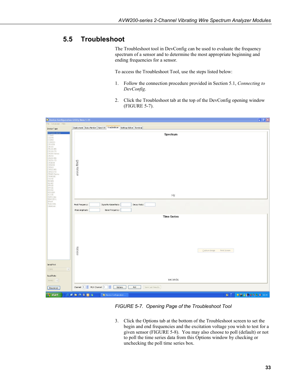 5 troubleshoot, Troubleshoot | Campbell Scientific AVW200-series Vibrating Wire Interfaces User Manual | Page 41 / 112