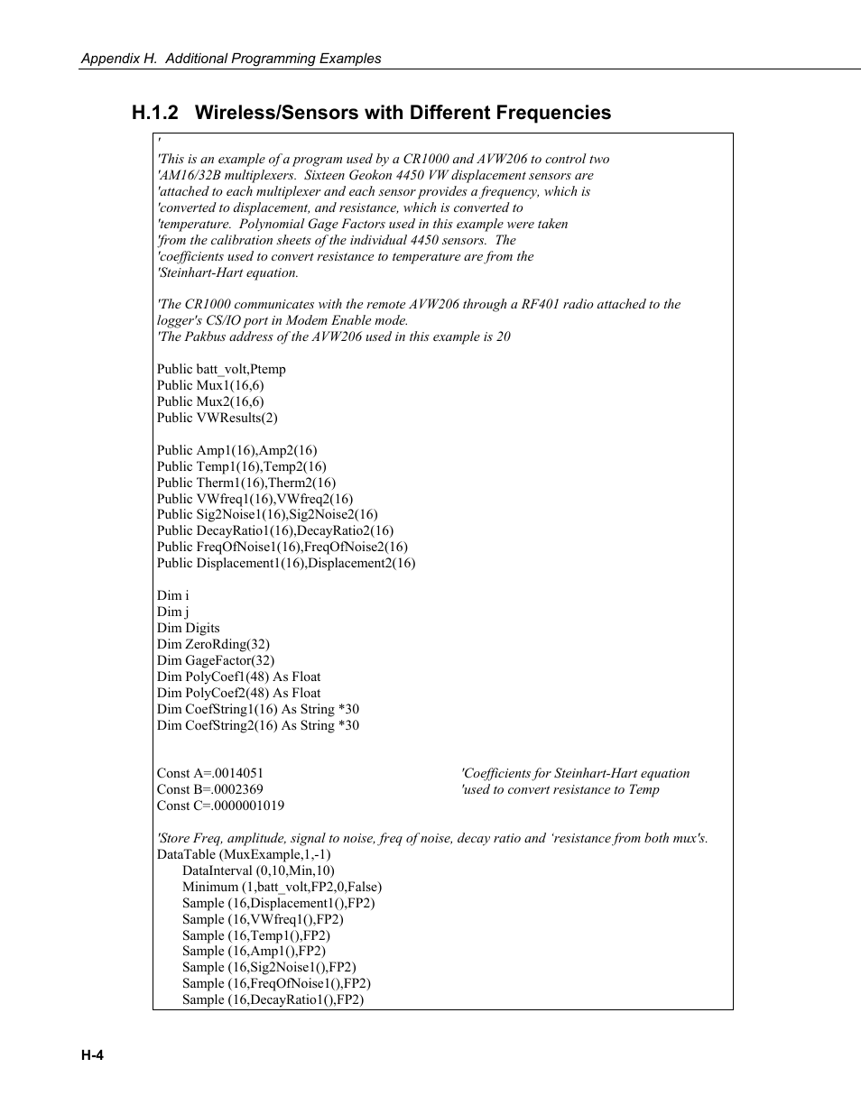 H.1.2 wireless/sensors with different frequencies, H.1.2 | Campbell Scientific AVW200-series Vibrating Wire Interfaces User Manual | Page 96 / 112