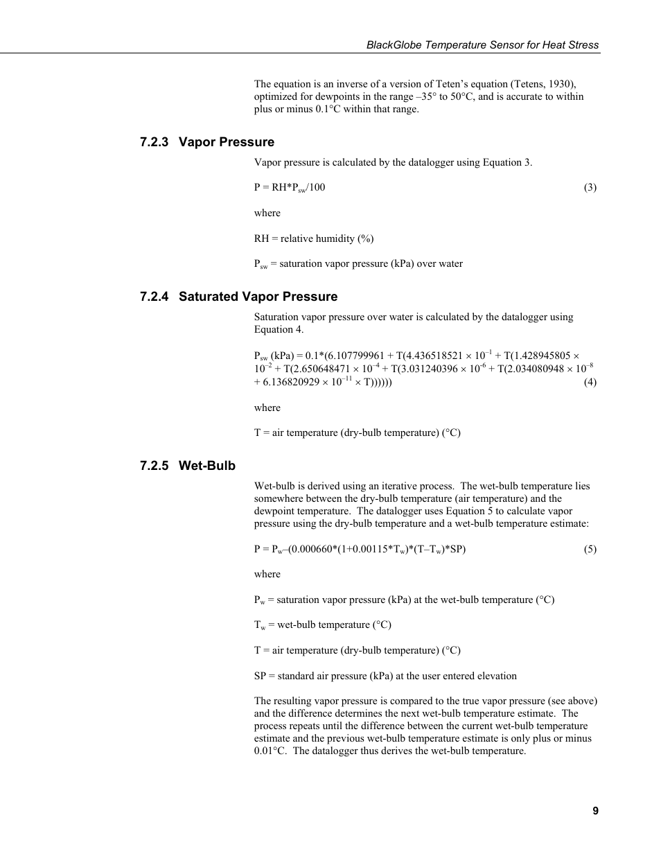 3 vapor pressure, 4 saturated vapor pressure, 5 wet-bulb | Vapor pressure, Saturated vapor pressure, Wet-bulb | Campbell Scientific BlackGlobe Temperature Sensor for Heat Stress User Manual | Page 15 / 32