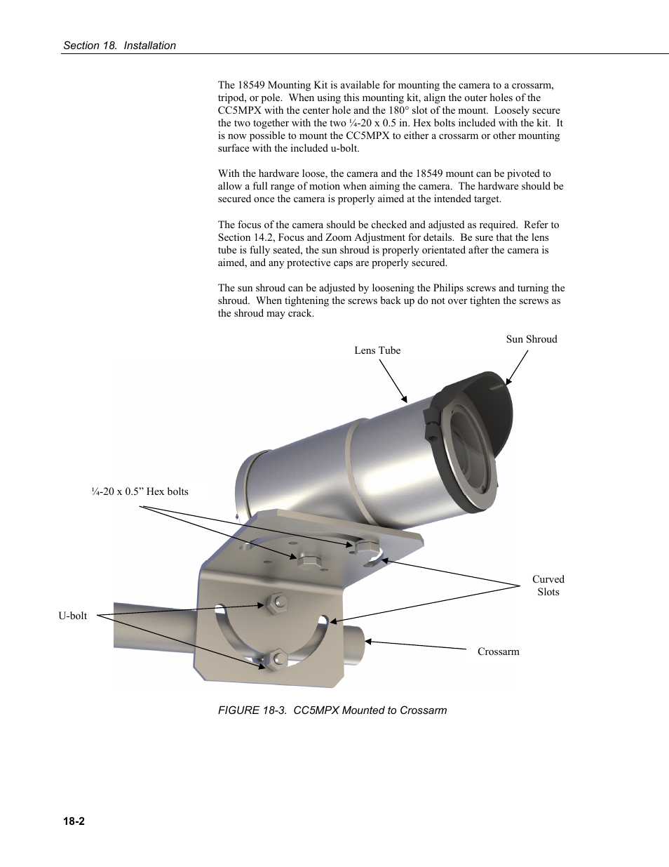 Figure 18-3. cc5mpx mounted to crossarm -2 | Campbell Scientific CC5MPX and CC5MPXWD Digital Network Cameras User Manual | Page 106 / 130