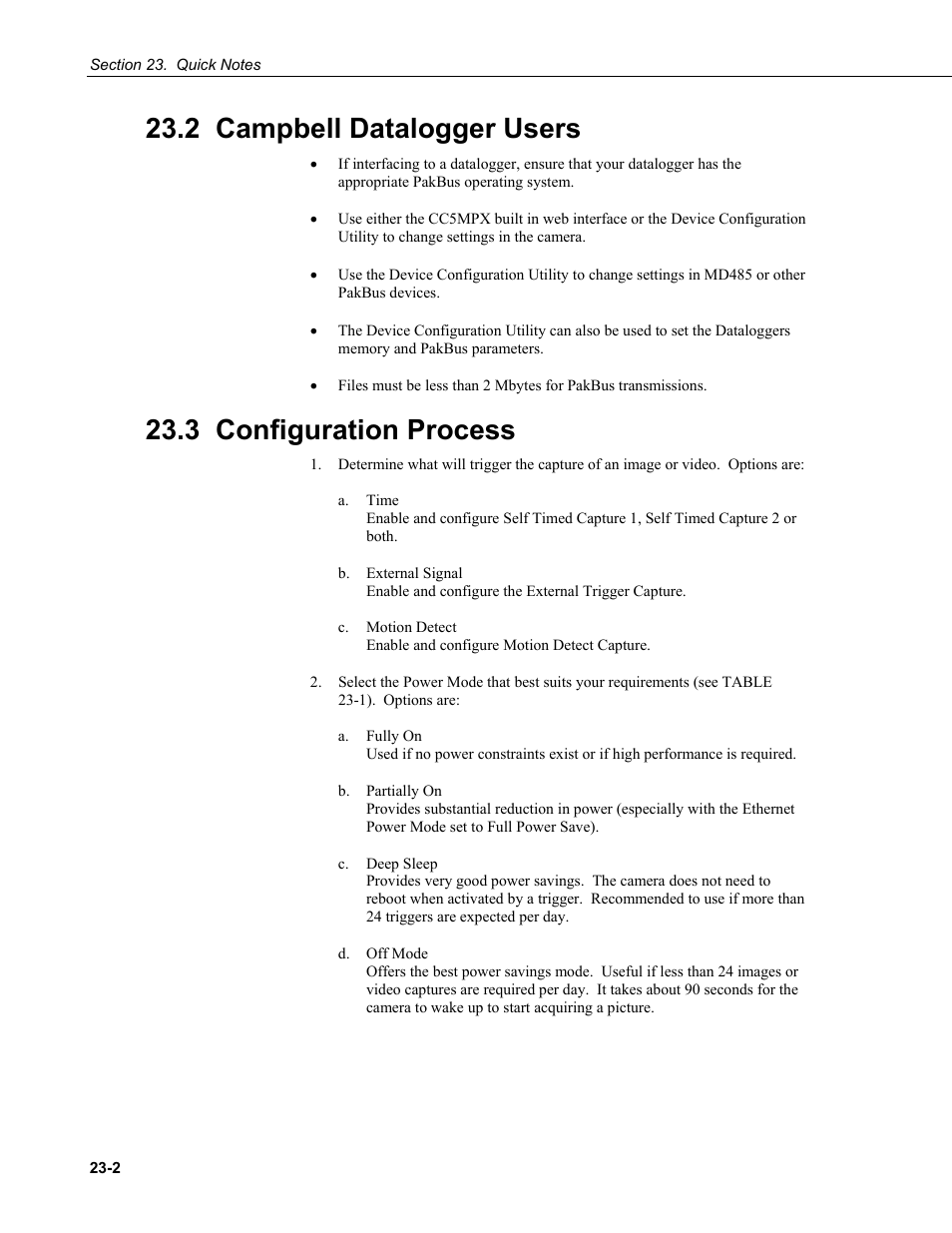 2 campbell datalogger users, 3 configuration process, Campbell datalogger users -2 | Configuration process -2 | Campbell Scientific CC5MPX and CC5MPXWD Digital Network Cameras User Manual | Page 120 / 130