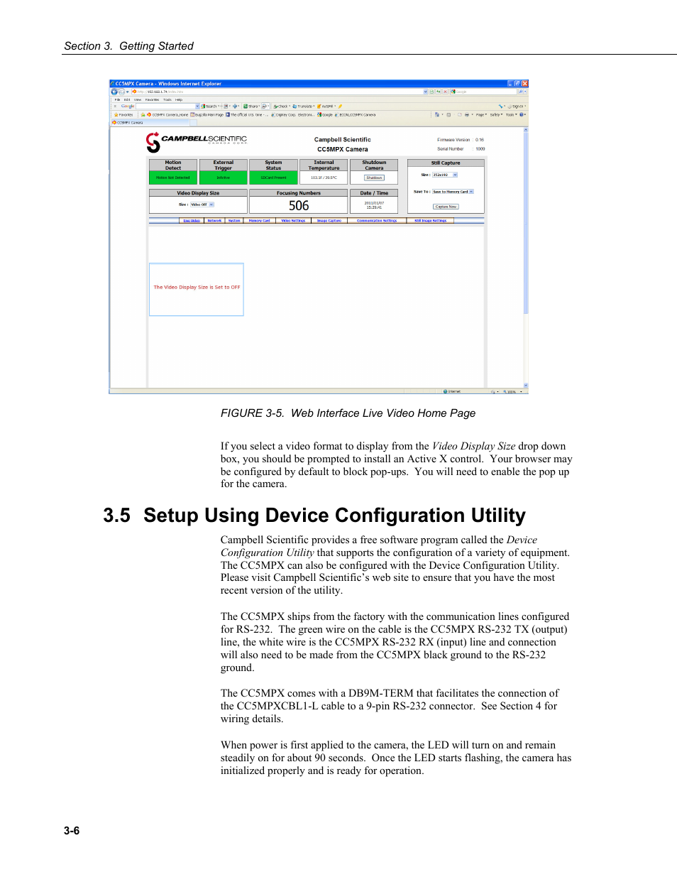 5 setup using device configuration utility, Setup using device configuration utility -6 | Campbell Scientific CC5MPX and CC5MPXWD Digital Network Cameras User Manual | Page 20 / 130