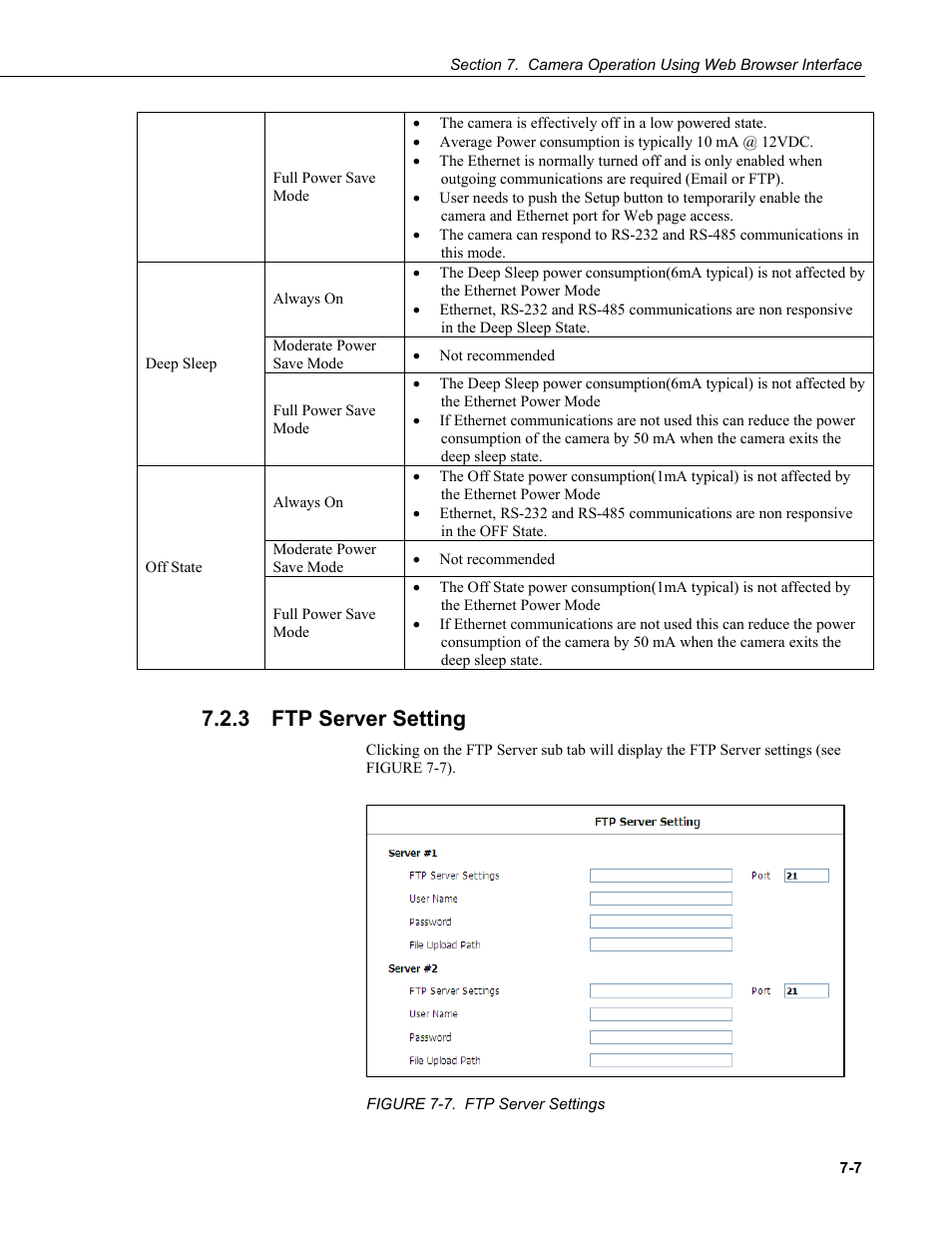 3 ftp server setting, Ftp server setting -7, Figure 7-7. ftp server settings -7 | Campbell Scientific CC5MPX and CC5MPXWD Digital Network Cameras User Manual | Page 43 / 130