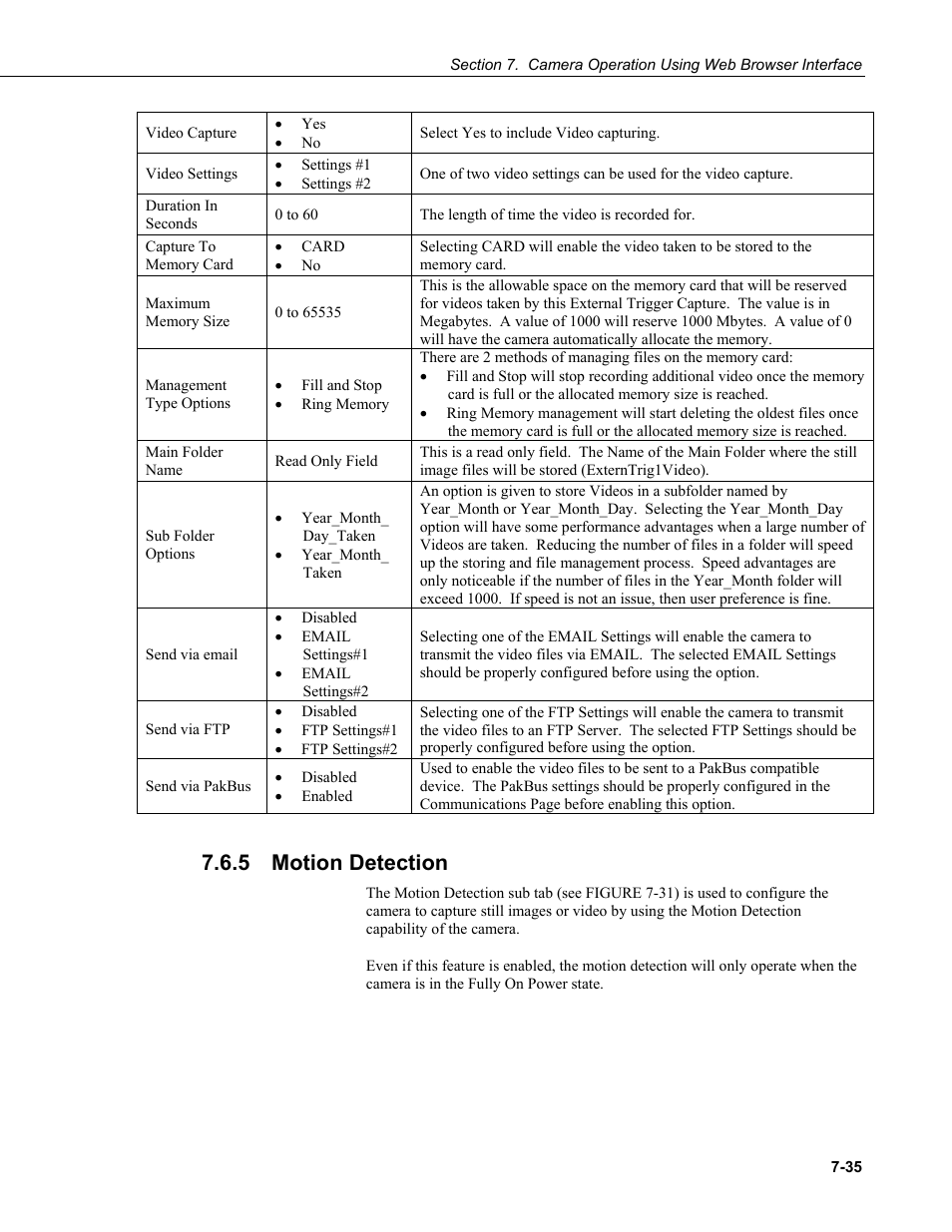 5 motion detection, Motion detection -35 | Campbell Scientific CC5MPX and CC5MPXWD Digital Network Cameras User Manual | Page 71 / 130