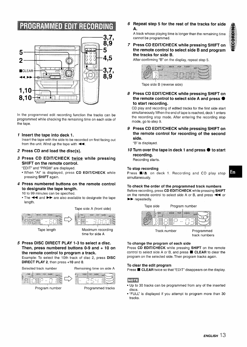 Programmed edit recording, Li i | Aiwa NSX-A111 User Manual | Page 13 / 56