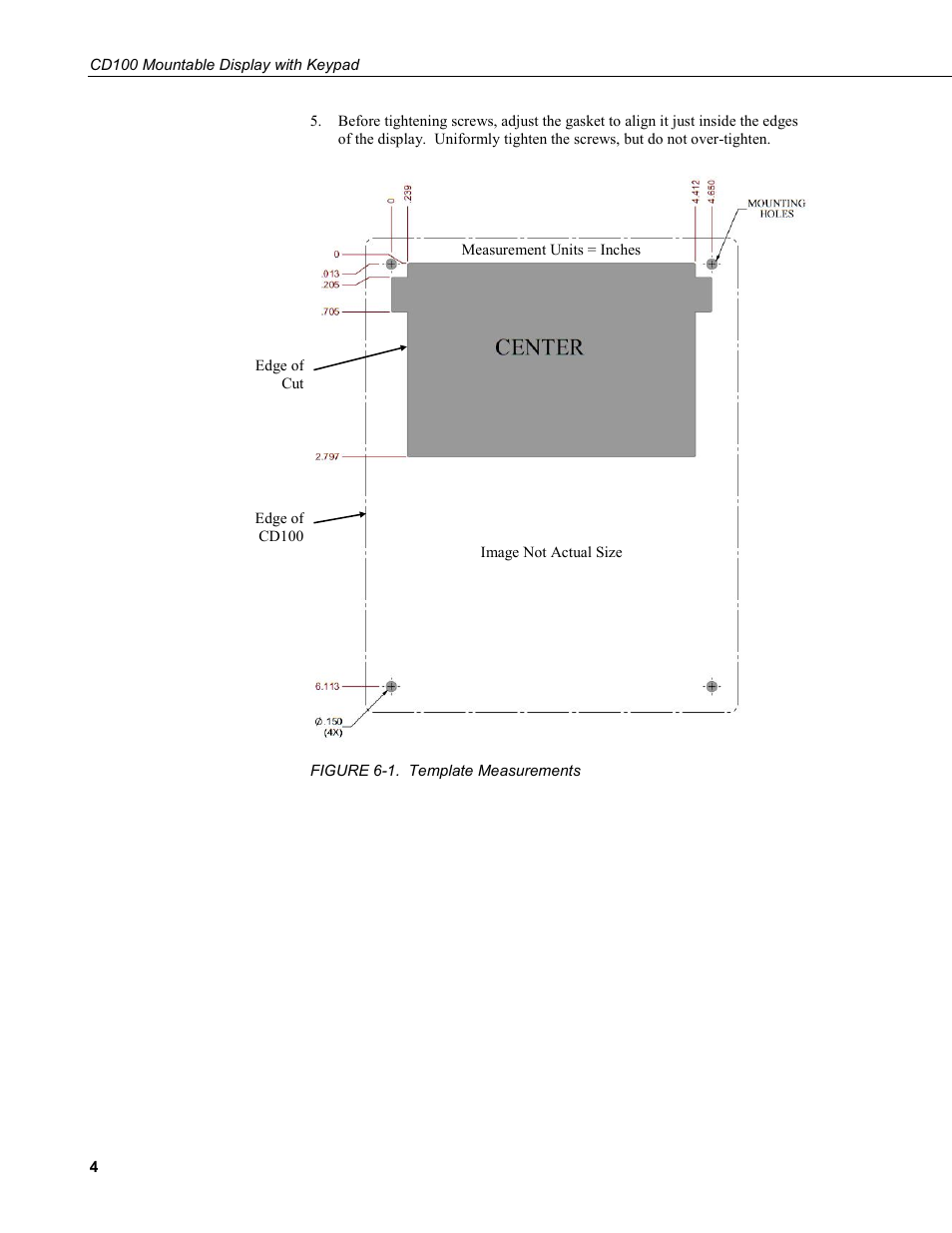 1. template measurements | Campbell Scientific CD100 Mountable Display with Keypad User Manual | Page 10 / 16