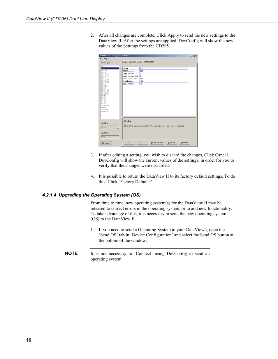 4 upgrading the operating system (os) | Campbell Scientific CD295 DataView II Dual Line Display User Manual | Page 20 / 36