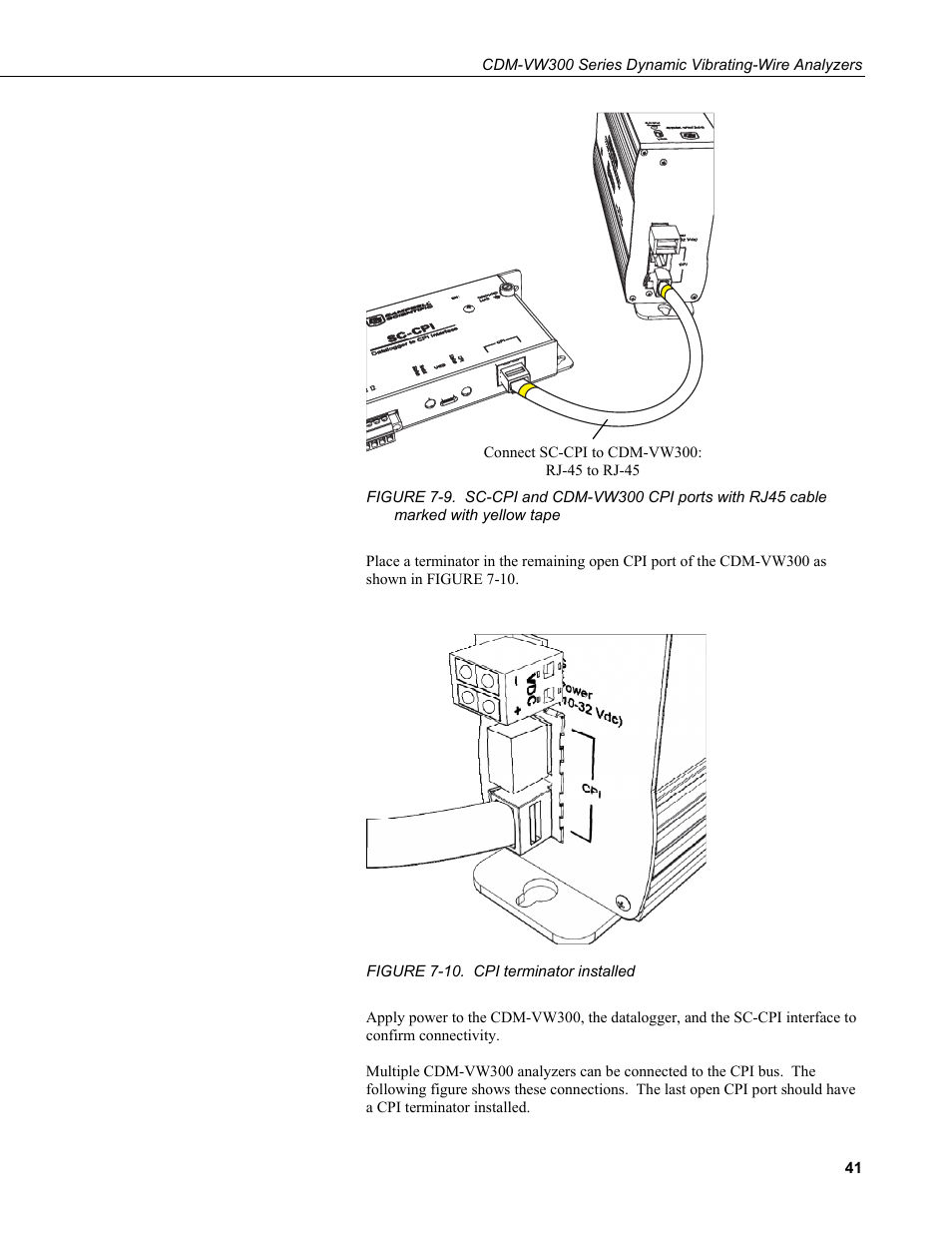 With yellow tape, 10. cpi terminator installed | Campbell Scientific CDM-VW300 Series Dynamic Vibrating-Wire Analyzer System User Manual | Page 51 / 122