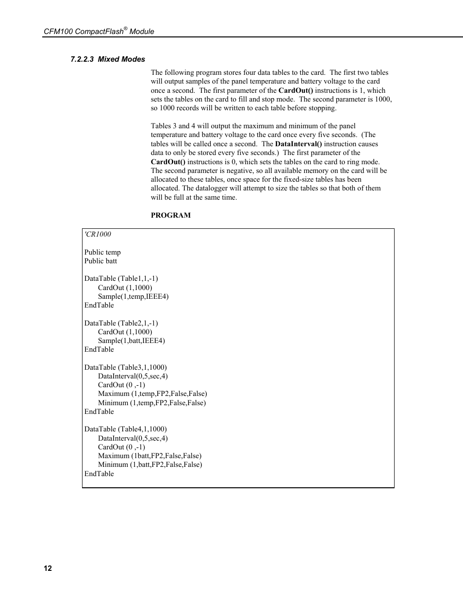 3 mixed modes | Campbell Scientific CFM100 CompactFlash Module User Manual | Page 18 / 28