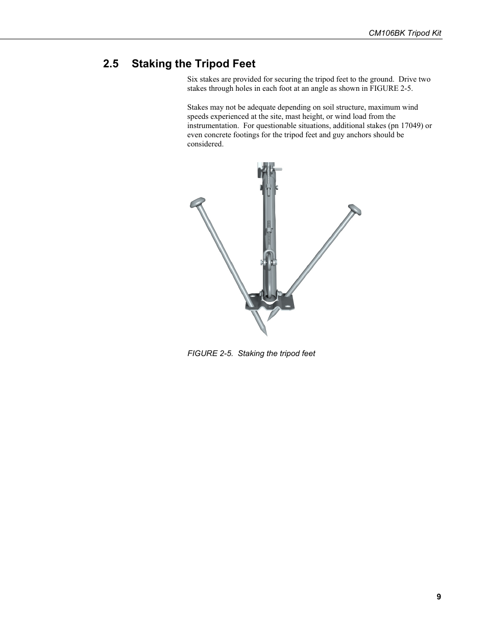 5 staking the tripod feet, Staking the tripod feet, 5. staking the tripod feet | Campbell Scientific CM106BK Tripod Kit User Manual | Page 17 / 36