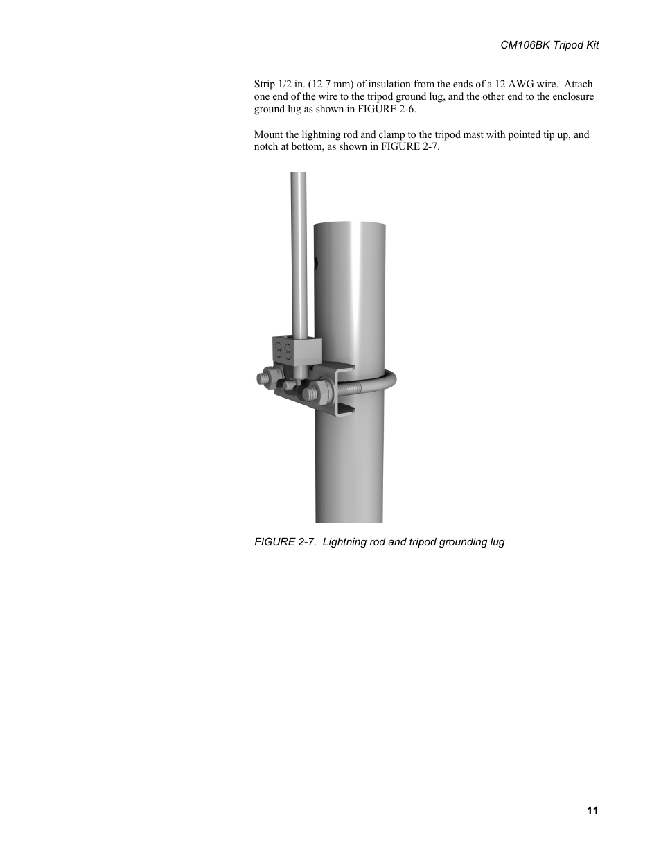 7. lightning rod and tripod grounding lug | Campbell Scientific CM106BK Tripod Kit User Manual | Page 19 / 36