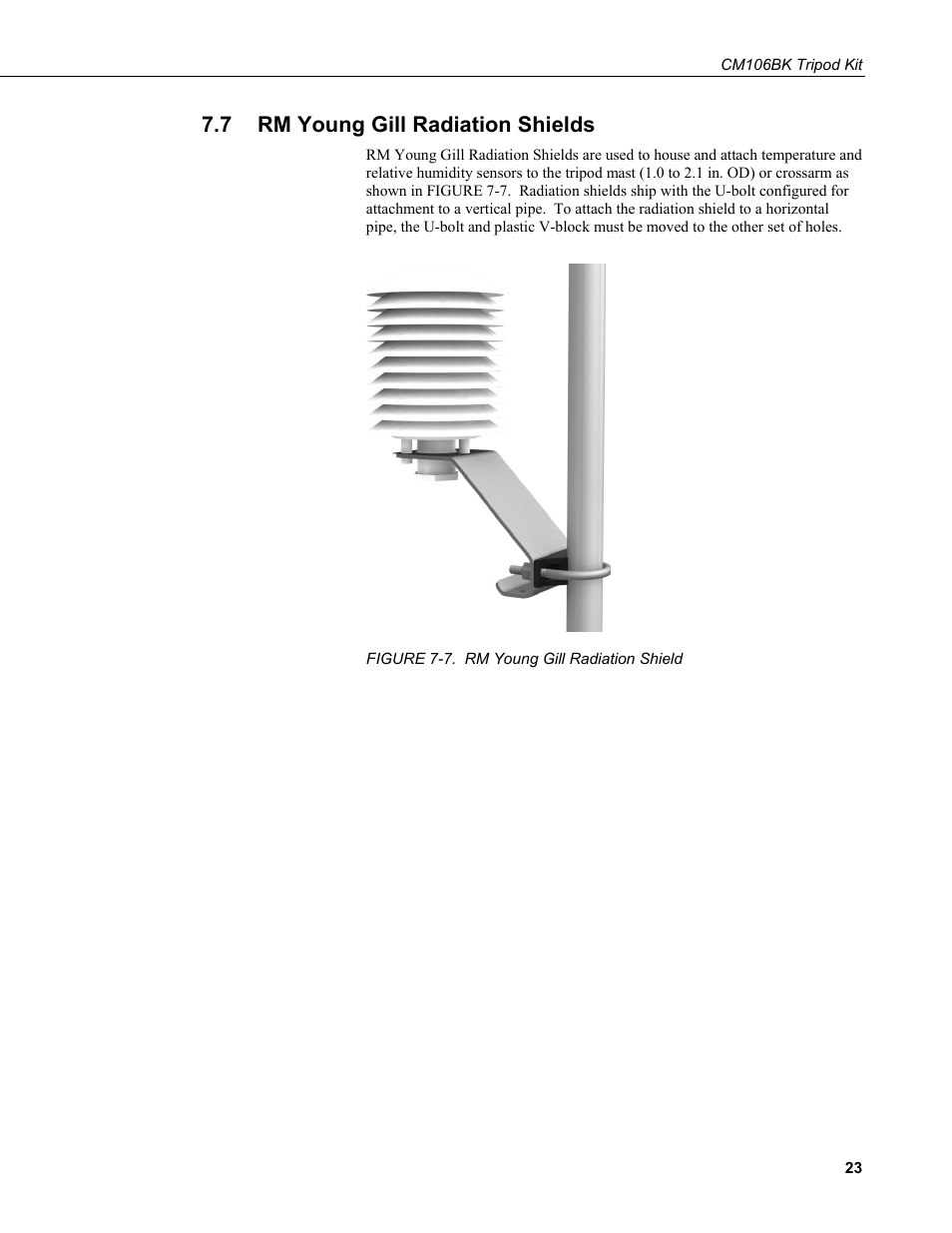 7 rm young gill radiation shields, Rm young gill radiation shields, 7. rm young gill radiation shield | Campbell Scientific CM106BK Tripod Kit User Manual | Page 31 / 36