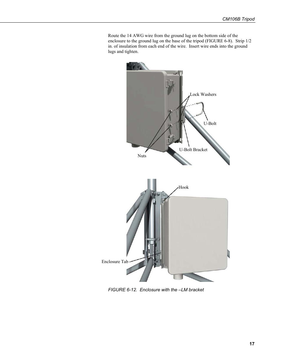 12. enclosure with the –lm bracket | Campbell Scientific CM106B Tripod User Manual | Page 25 / 36