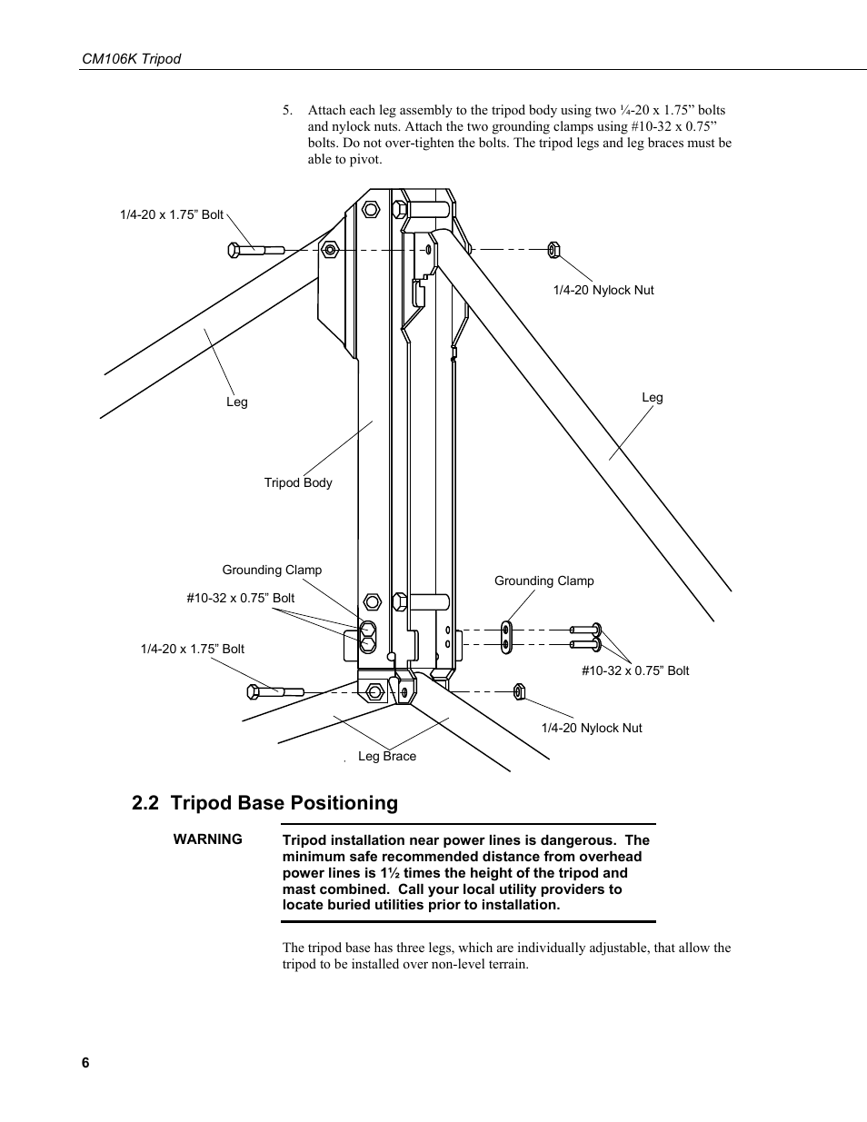 2 tripod base positioning | Campbell Scientific CM106K Tripod User Manual | Page 12 / 34