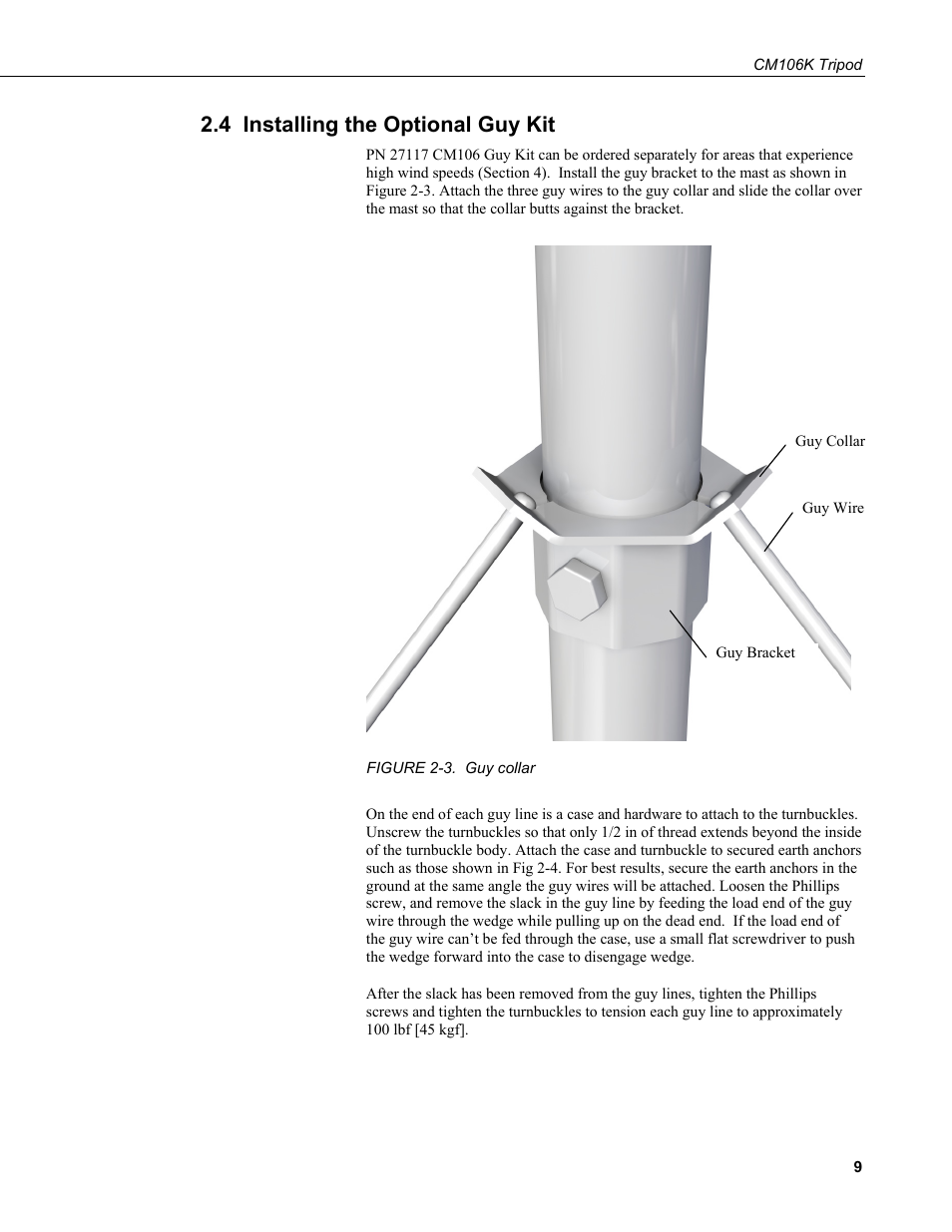 4 installing the optional guy kit | Campbell Scientific CM106K Tripod User Manual | Page 15 / 34