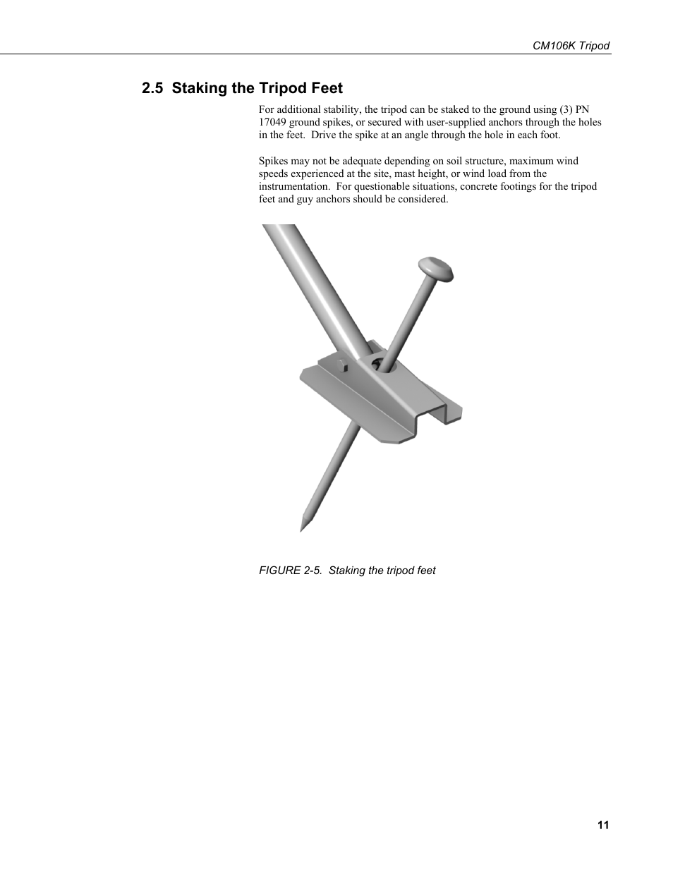 5 staking the tripod feet | Campbell Scientific CM106K Tripod User Manual | Page 17 / 34