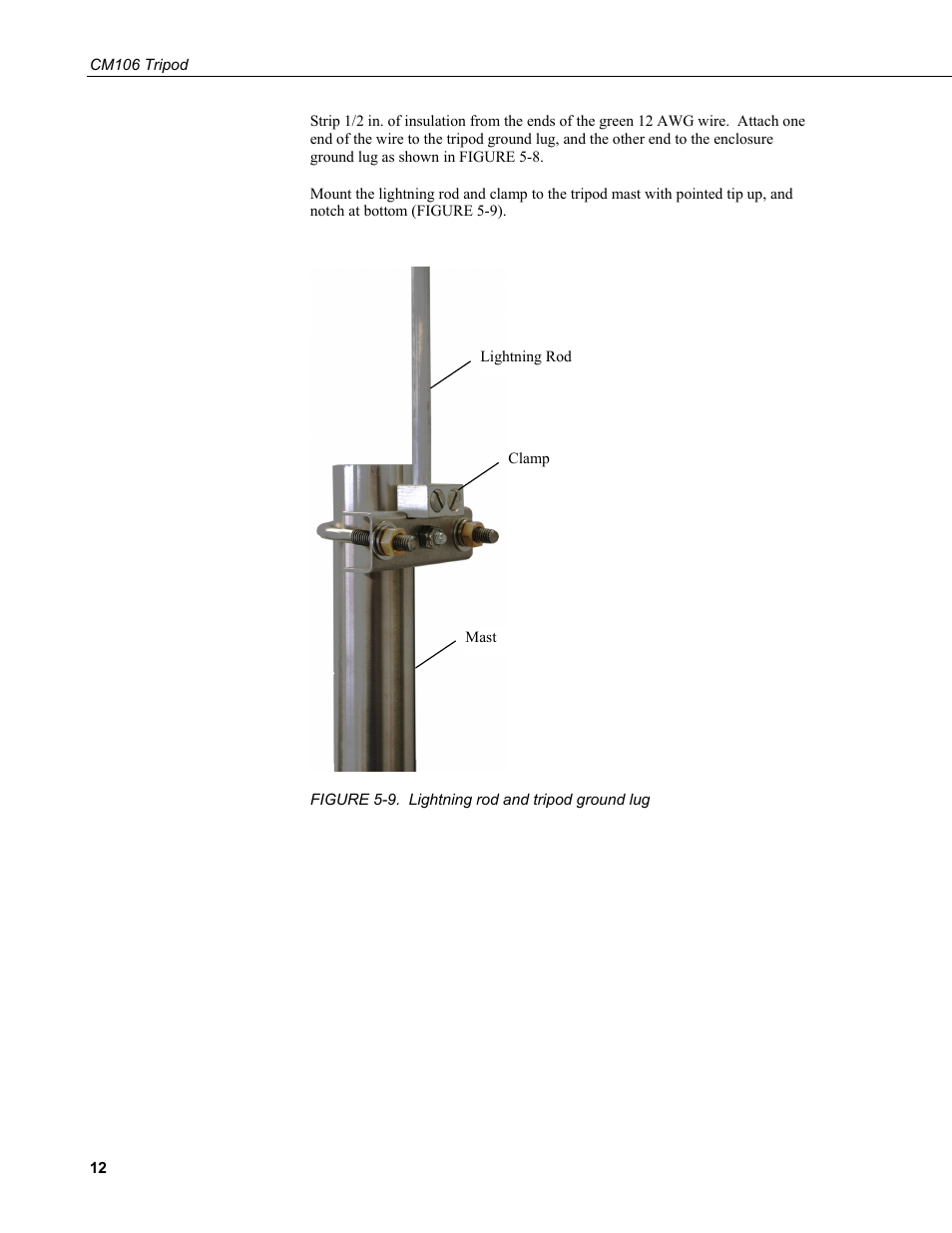 9. lightning rod and tripod ground lug | Campbell Scientific CM106 Tripod User Manual | Page 18 / 30