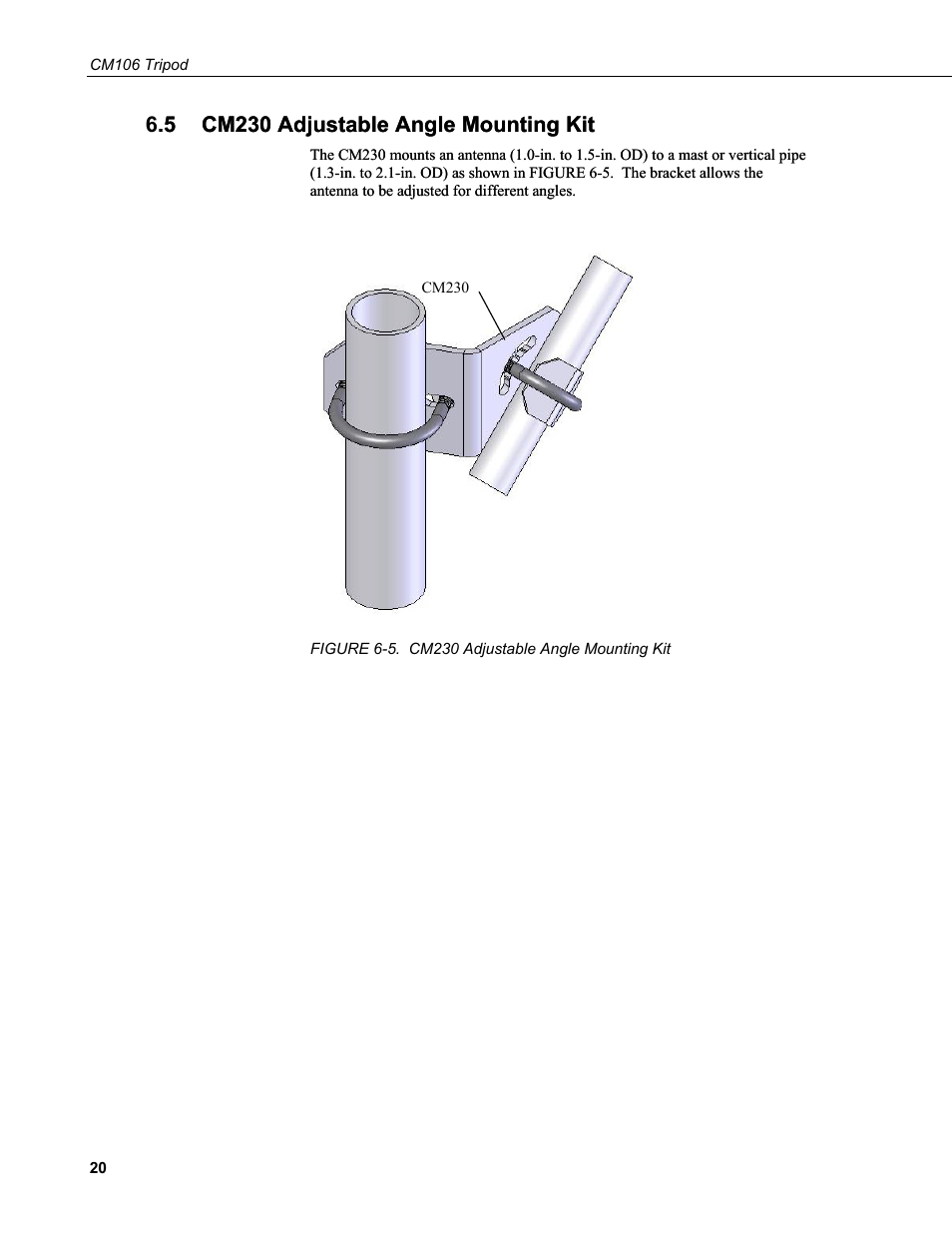 5 cm230 adjustable angle mounting kit, Cm230 adjustable angle mounting kit, 5. cm230 | Adjustable, Angle mounting kit | Campbell Scientific CM106 Tripod User Manual | Page 26 / 30