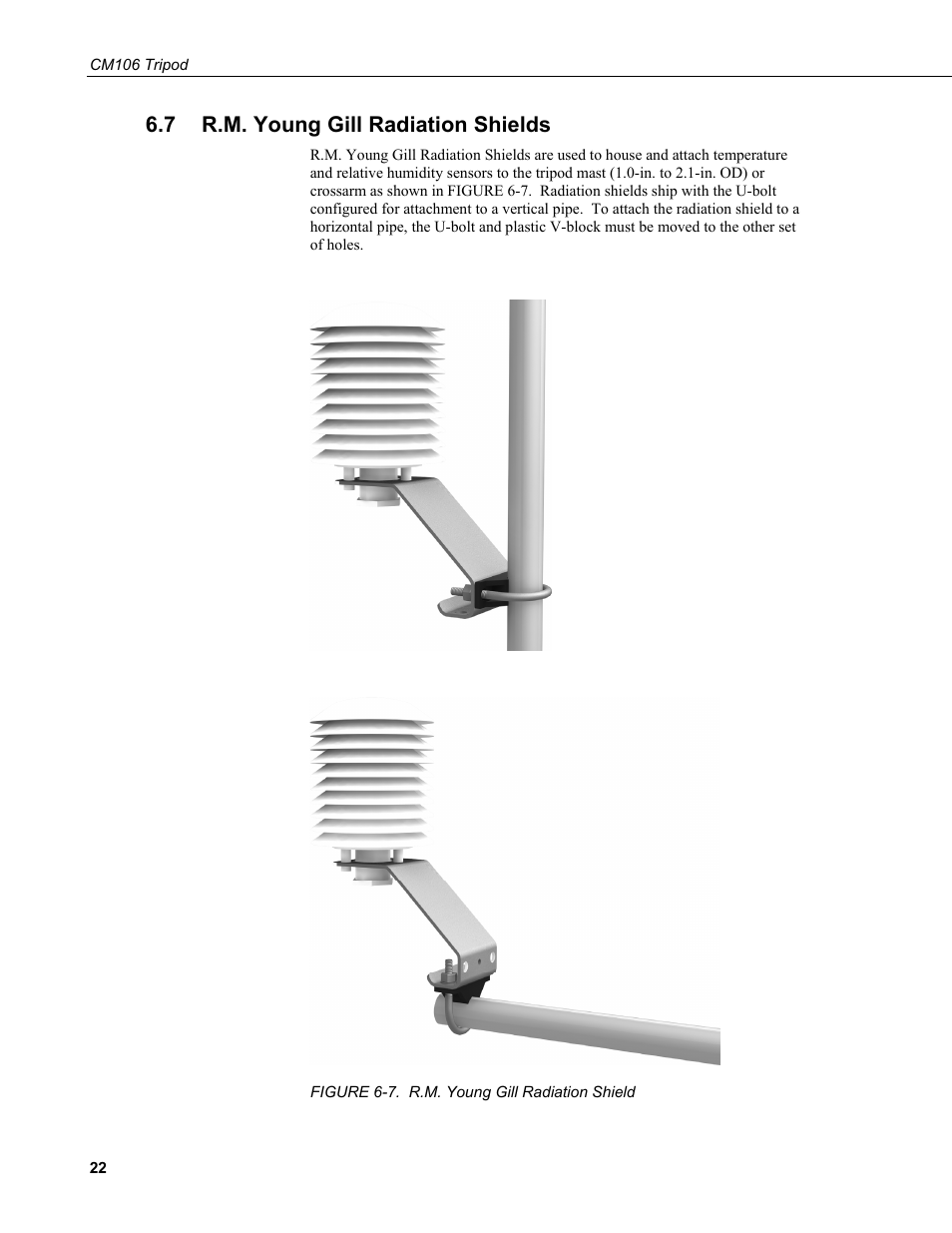 7 r.m. young gill radiation shields, R.m. young gill radiation shields, 7. r.m | Young, Gill, Radiation shield | Campbell Scientific CM106 Tripod User Manual | Page 28 / 30