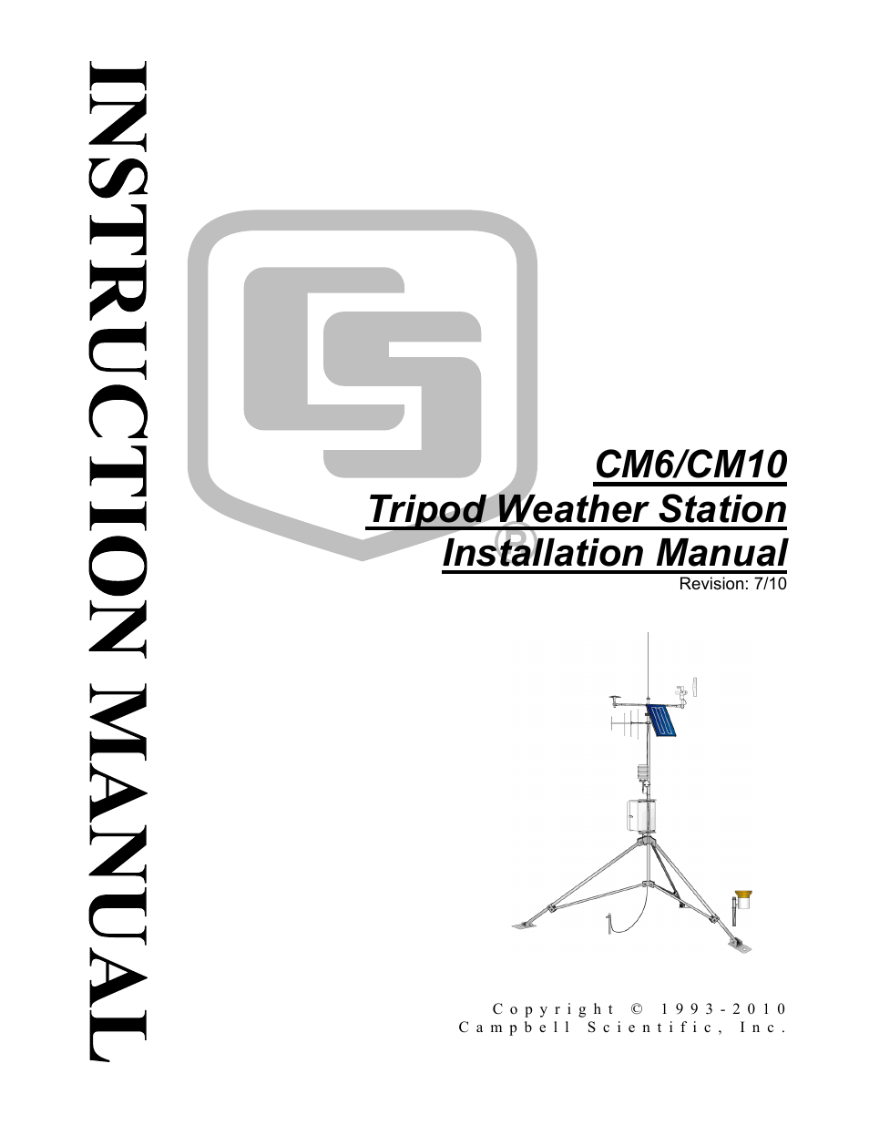 Campbell Scientific CM6/CM10 Tripod Weather Station Installation User Manual | 68 pages