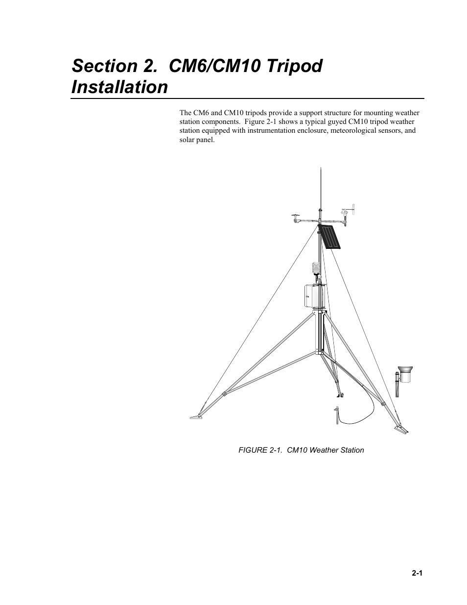 Section 2. cm6/cm10 tripod installation | Campbell Scientific CM6/CM10 Tripod Weather Station Installation User Manual | Page 13 / 68